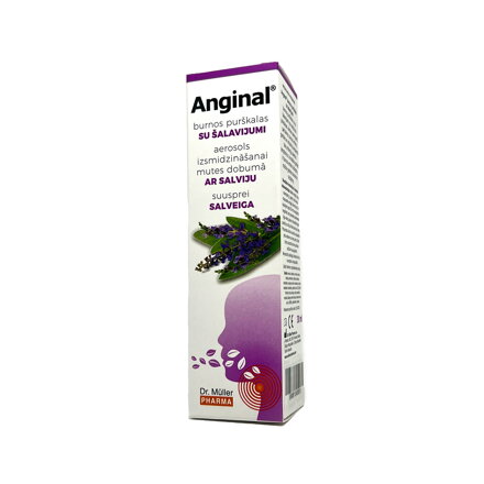 Anginal - sprej so šalviou - bolesť  a zápal hrdla, nachladnutie, hlasivky  30 ml